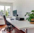Grote witte tafel 220x100 met stalen poten, Huis en Inrichting, Bureaus, Ophalen, Gebruikt, Bureau