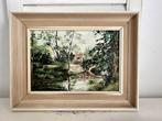 Vintage olieverf schilderijtje huis in landschap, Antiek en Kunst, Kunst | Schilderijen | Klassiek, Ophalen
