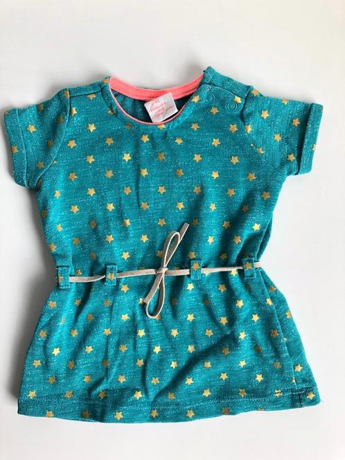Aqua blauw/groen jurkje met gouden sterren - maat 62 Hema, Kinderen en Baby's, Babykleding | Maat 62, Zo goed als nieuw, Meisje
