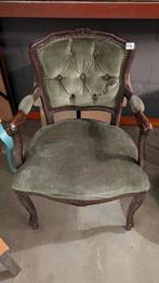 Antieke Stoel met Groene Bekleding, Ophalen of Verzenden
