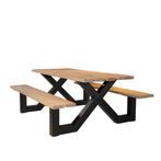 Picknicktafel van staal en hout, Tuin en Terras, Ophalen, Nieuw, Rechthoekig, Hout