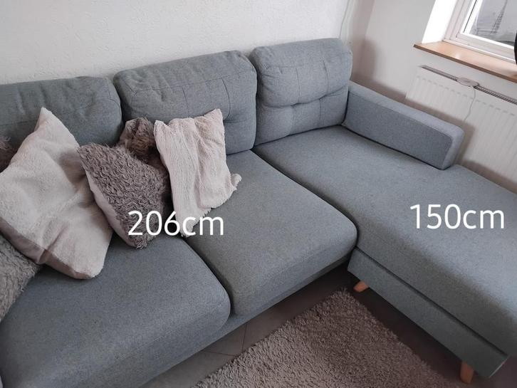 Hoekbank stof, Huis en Inrichting, Banken | Complete zithoeken, Gebruikt, Hout, Stof, Ophalen