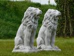 Set Zittende Leeuwen - 53 cm - Steen, Tuin en Terras, Ophalen of Verzenden, Steen, Dierenbeeld