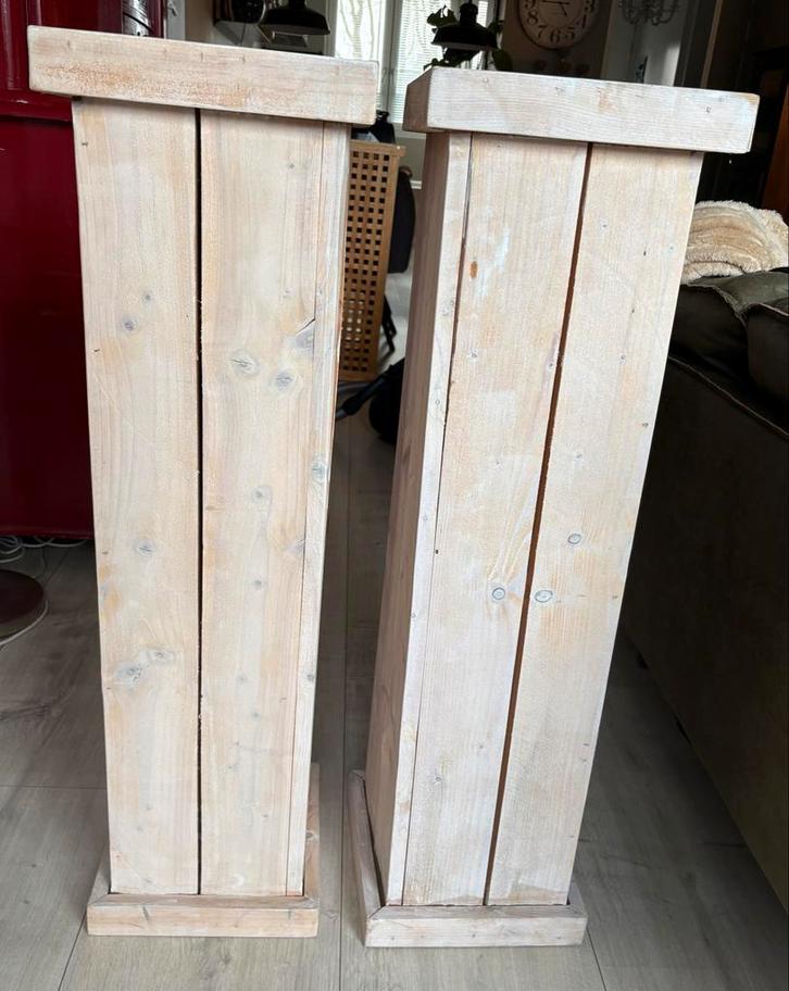 Houten Plantenzuil Set, Huis en Inrichting, Woonaccessoires | Zuilen en Pilaren, Gebruikt, Ophalen