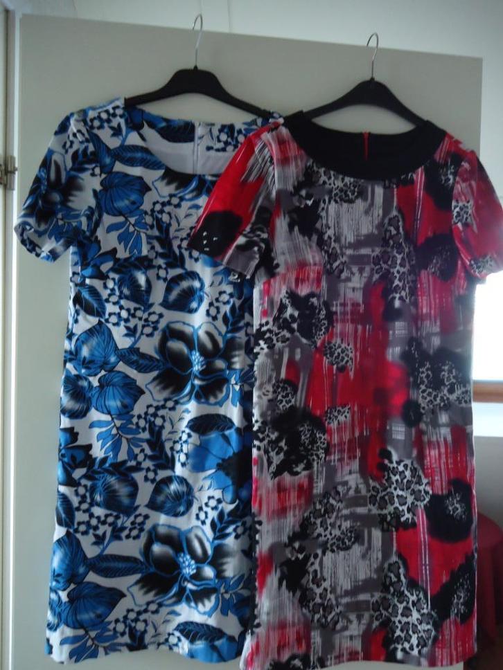 2 superleuke zomerjurkjes met korte mouw - maat S, Kleding | Dames, Jurken, Zo goed als nieuw, Maat 36 (S), Overige kleuren, Knielengte