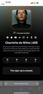Charlotte de Witte ADE 24oct, Tickets en Kaartjes, Eén persoon