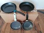 4x Koekenpan gebruikt op gas BK Hema, Ophalen of Verzenden, Gebruikt, Rvs, Koekenpan of Braadpan