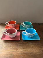 4 vintage ovale espresso kop en schotel van LBVYR., Ophalen of Verzenden, Zo goed als nieuw, Overige stijlen, Kop(pen) en/of Schotel(s)