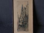 Fraaie ets Stadhuistoren te Leiden 1923 door HE Roodenburg, Antiek en Kunst, Kunst | Etsen en Gravures, Ophalen of Verzenden