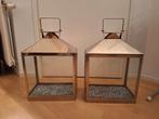 2 Windlichten, Huis en Inrichting, Woonaccessoires | Kandelaars en Kaarsen, Ophalen, Zo goed als nieuw, Metaal, Minder dan 25 cm