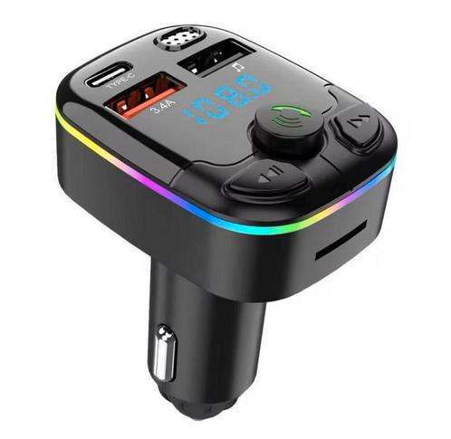 Bluetooth FM Transmitter | Carkit | 2 USB | Zwart/RGB |, Auto diversen, Carkits, Nieuw, Ophalen of Verzenden