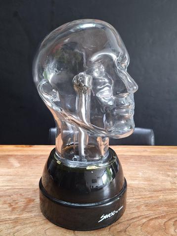 Widex glazen hoofd winkel display reclame decoratie h= 35cm beschikbaar voor biedingen