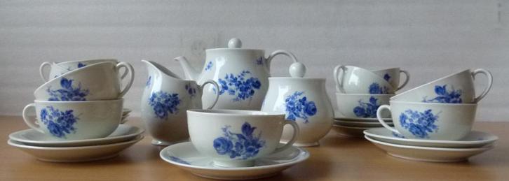 Apart MOSA Thee servies met Blauwe Rozen 5 bruggen, Antiek en Kunst, Antiek | Servies compleet, Ophalen of Verzenden