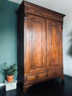 Antiek eiken kleding linnen meidenkast vintage art deco leg, 200 cm of meer, 150 tot 200 cm, Antiek eiken kleding linnen kast meiden leg