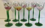 8 art nouveau geëmailleerde wijnglazen Theresienthal Glass, Antiek en Kunst, Antiek | Glas en Kristal, Ophalen