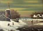 Schilderij winterlandschap in een mooie lijst., Ophalen of Verzenden