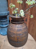 Landelijke houten kruik, Huis en Inrichting, Woonaccessoires | Vazen, Ophalen of Verzenden