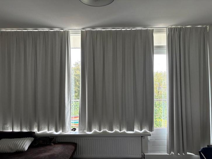 Grijze Gordijnen - Zo Goed Als Nieuw, Huis en Inrichting, Stoffering | Gordijnen en Lamellen, Zo goed als nieuw, 200 cm of meer
