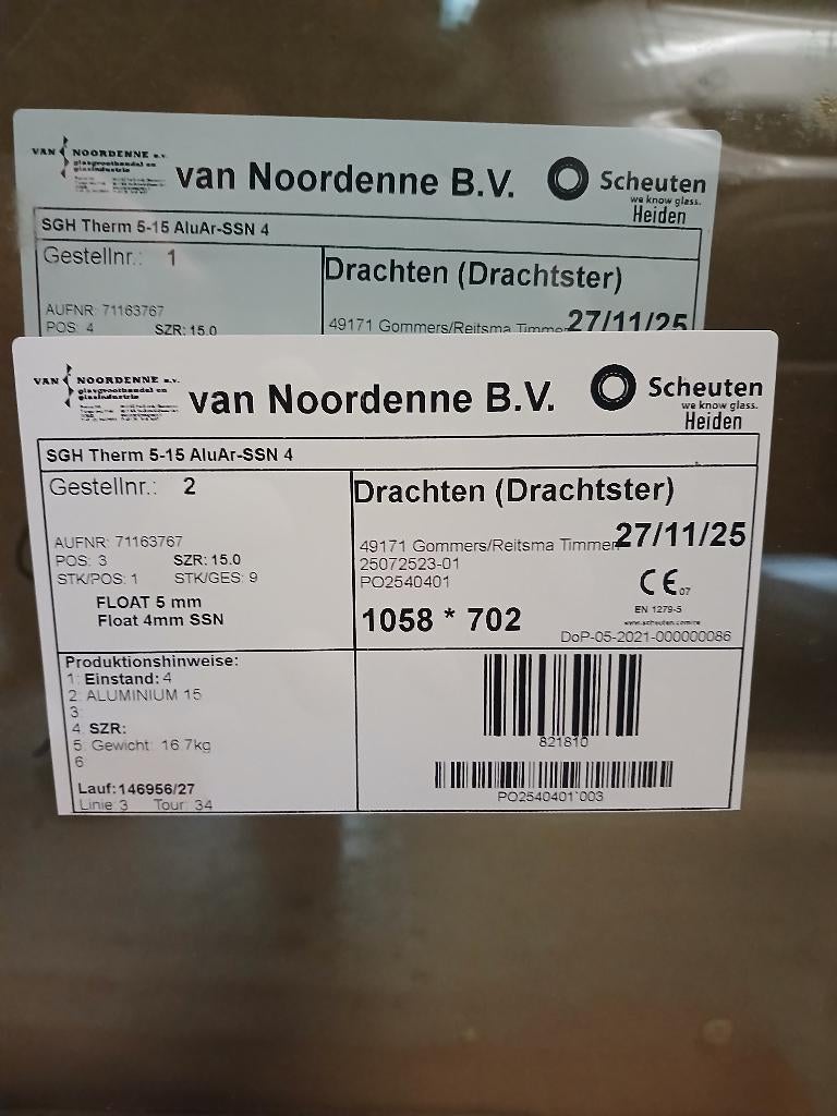 HR++ Glas verkeerd besteld eventueel met raam en of kozijn, Gevelraam of Ruit, Minder dan 80 cm, 80 tot 120 cm, Nieuw
