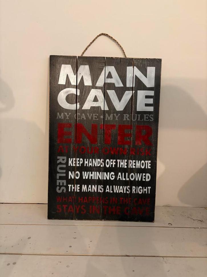 Man Cave Bord - Decoratie voor de mancave!, Huis en Inrichting, Woonaccessoires | Wanddecoraties, Gebruikt, Ophalen of Verzenden