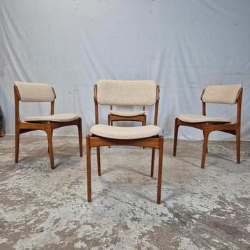 4x Erik Buch vintage jaren 60 Deense eetkamerstoel teak 60's beschikbaar voor biedingen
