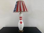 Oude vintage bowling tafellamp lamp Amerika USA. UNIEK!!!!!!, Industrieel, Gebruikt, Ophalen of Verzenden, Stof