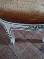 Vintage ovaal voetenbankje mosterd geel fluweel, Ophalen of Verzenden