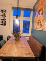 Complete set met eettafel, bank en stoelen, Huis en Inrichting, Ophalen, Zo goed als nieuw, Steigerhout, landelijk, 4 tot 6 stoelen