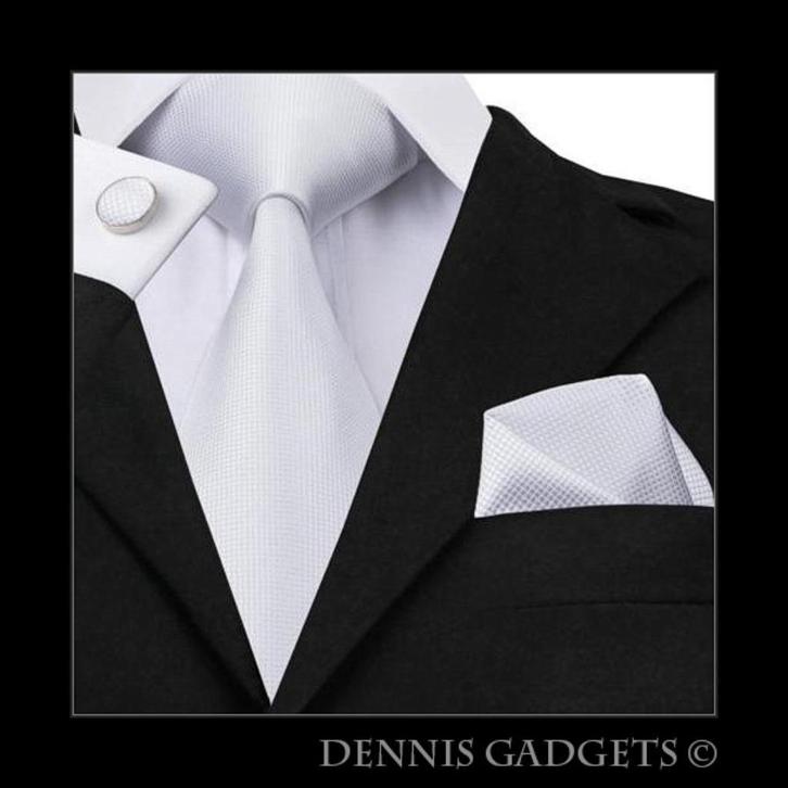 Dennis Gadgets: 100 % zijden stropdas ( 3 delig !! ) DG 0341, Kleding | Heren, Stropdassen, Nieuw, Effen, Wit, Ophalen of Verzenden