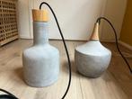 Dutchbone cradle: Stoere hanglampen beton met essenhout, Gebruikt, Hout, Ophalen of Verzenden, Minder dan 50 cm