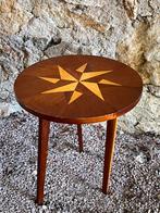 Mid century prachtig ingelegd tafeltje bijzettafel vintage, Huis en Inrichting, Tafels | Sidetables, Ophalen, 50 tot 100 cm, Rond