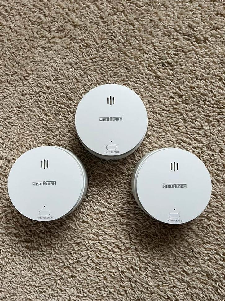 3x WisuAlarm rookmelder, Doe-het-zelf en Verbouw, Alarmsystemen, Zo goed als nieuw, Detector, Sensor of Melder, Rook, Draadloos