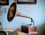 Antieke grammofoon met Koperen Hoorn - Decoratief Pronkstuk, Antiek en Kunst, Ophalen