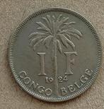 Belgisch Congo, 1 franc 1924 (Frans), Ophalen of Verzenden, Overige landen, Losse munt