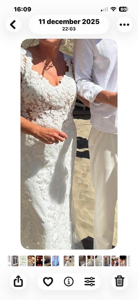 Witte Trouwjurk maat 40/42 - Gedragen in Spanje, Ophalen of Verzenden, Gedragen, Wit, Trouwjurk