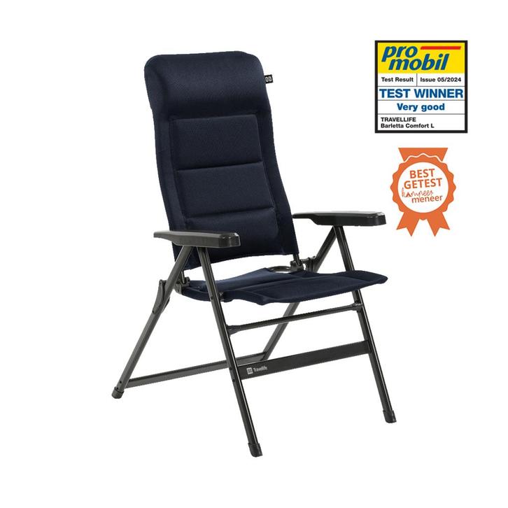 TRAVELLIFE BARLETTA STANDENSTOEL COMFORT L BLUE 60,00 SALE, Caravans en Kamperen, Kampeermeubelen, Nieuw, Campingstoel, Ophalen of Verzenden