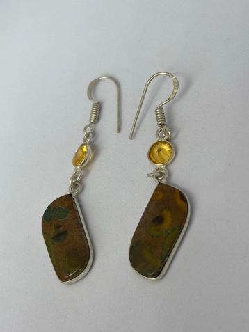 Jaspis & Citrien Edelsteen Oorbellen - Handgemaakt beschikbaar voor biedingen