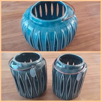 3 riverdale windlichten marlow grijs en blauw beschikbaar voor biedingen