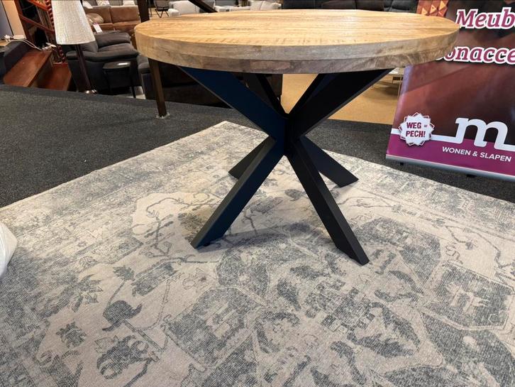 Eettafel rond 100cm met spinpoot Direct/leverbaar E-7048, Huis en Inrichting, Tafels | Eettafels, Nieuw, 50 tot 100 cm, 50 tot 100 cm