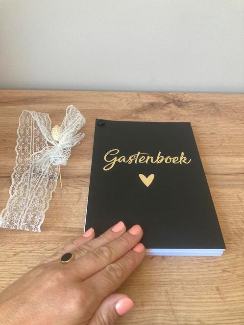 Gastenboek zwart goud luxe trouwen bruiloft, Hobby en Vrije tijd, Feestartikelen, Nieuw, Ophalen of Verzenden
