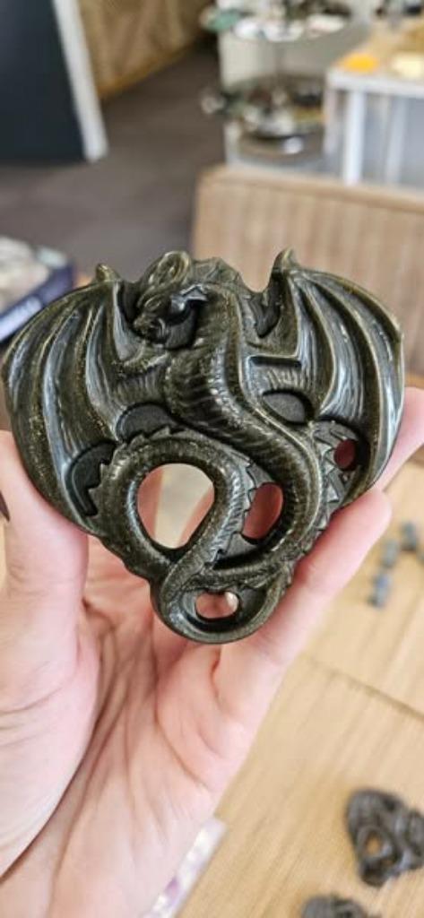 zilver en goud Obsidiaan draken, Verzamelen, Mineralen en Fossielen, Mineraal, Ophalen of Verzenden