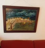 Schilderij van M. Baldzun - Havengezicht, Ophalen of Verzenden