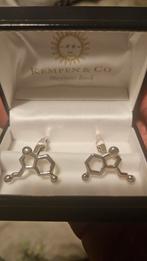 serotonine molecuul manchetknopen Sterling zilver, Ophalen of Verzenden, Zo goed als nieuw, Zilver
