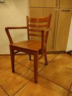 4 houten eetkamerstoelen met armleuning, Ophalen, Gebruikt, Bruin, Vier