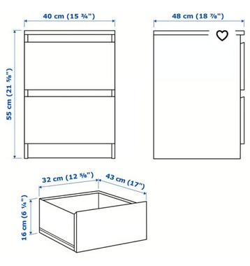 Ikea Malm Nachtkastje - Hout - afbeelding 2