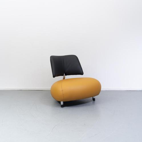 Leolux Pallone maïsgeel - zwart (bijpassende Leolux Kikko), Huis en Inrichting, Fauteuils, Zo goed als nieuw, Leer, Ophalen of Verzenden