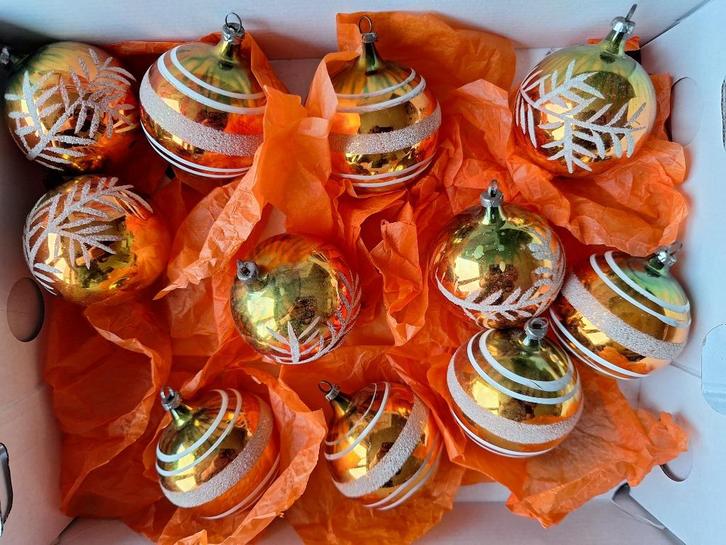 Vintage/antieke kerstballen set 6, Diversen, Kerst, Zo goed als nieuw, Ophalen