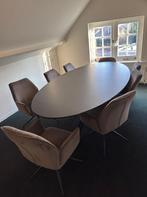 Ovale design eettafel 250 x 128cm–zwart onderstel–1 jaar oud, Ophalen, 100 tot 150 cm, 200 cm of meer, Zo goed als nieuw