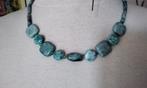 Prachtige Halsketting Chrysocolla Smaragd Stenen Zilver 925, Met edelsteen, Nieuw, Ophalen of Verzenden, Steen of Mineraal