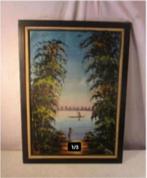 Mooi Geschilderd Werk 'Rivier en Oerwoud' - Bamu, Antiek en Kunst, Ophalen of Verzenden